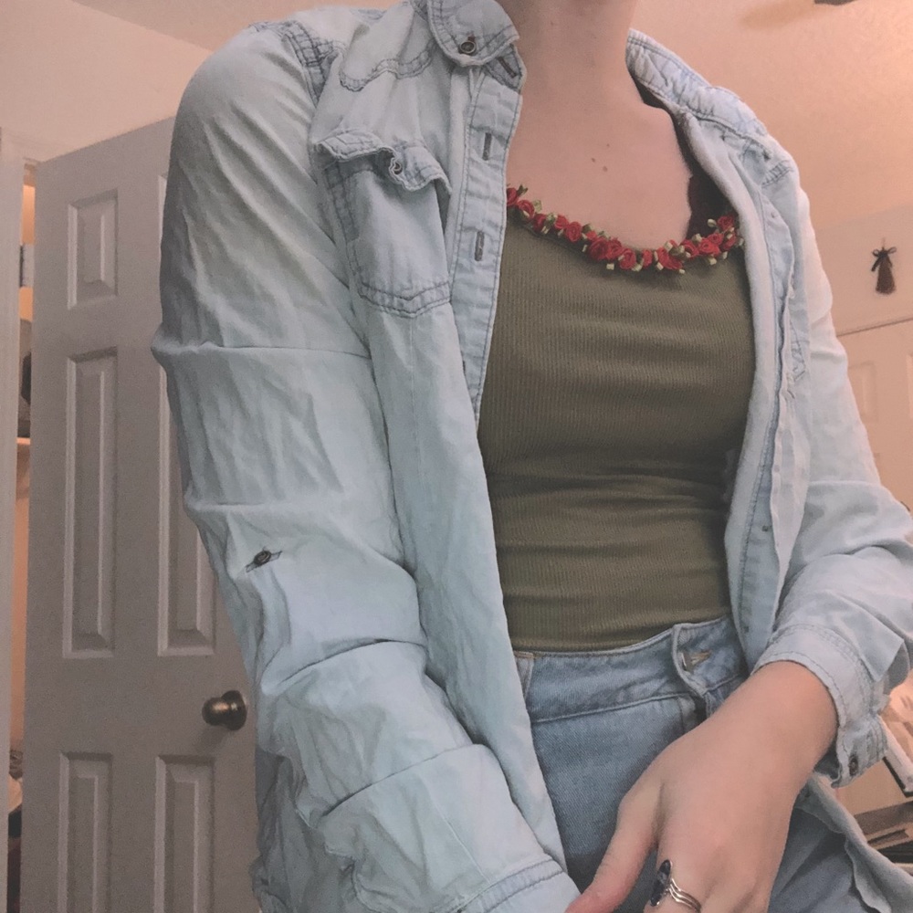 denim button down shirt
